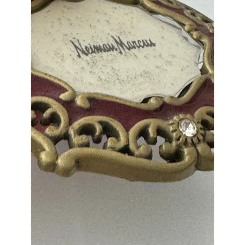 Neiman Marcus Jay Strongwater Mini Picture Frame Gold Burgundy Enamel Rhinestone